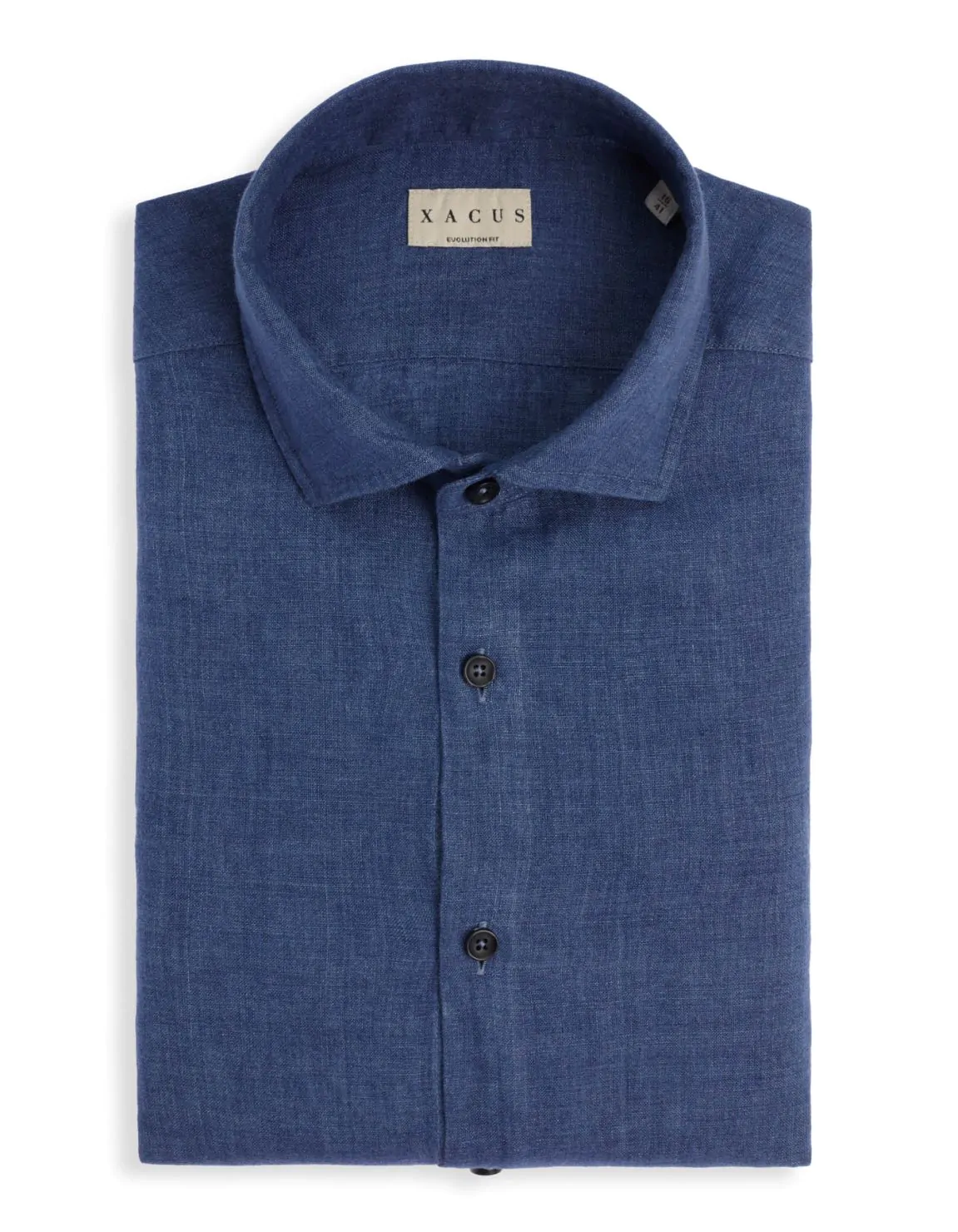 Camicia Collo italiano aperto Tinta Unita Lino Rosa scuro - immagine 3