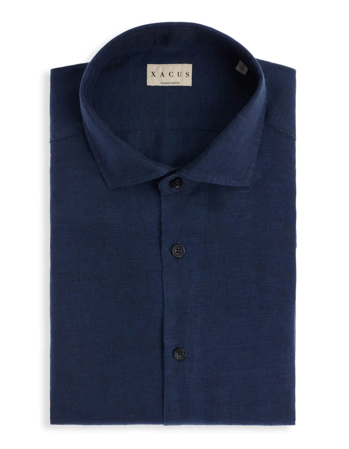 Camicia Collo italiano aperto Tinta Unita Lino Rosa scuro - immagine 4